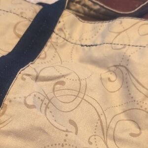 Thirty-One Beige Tote with Navy and White Accents